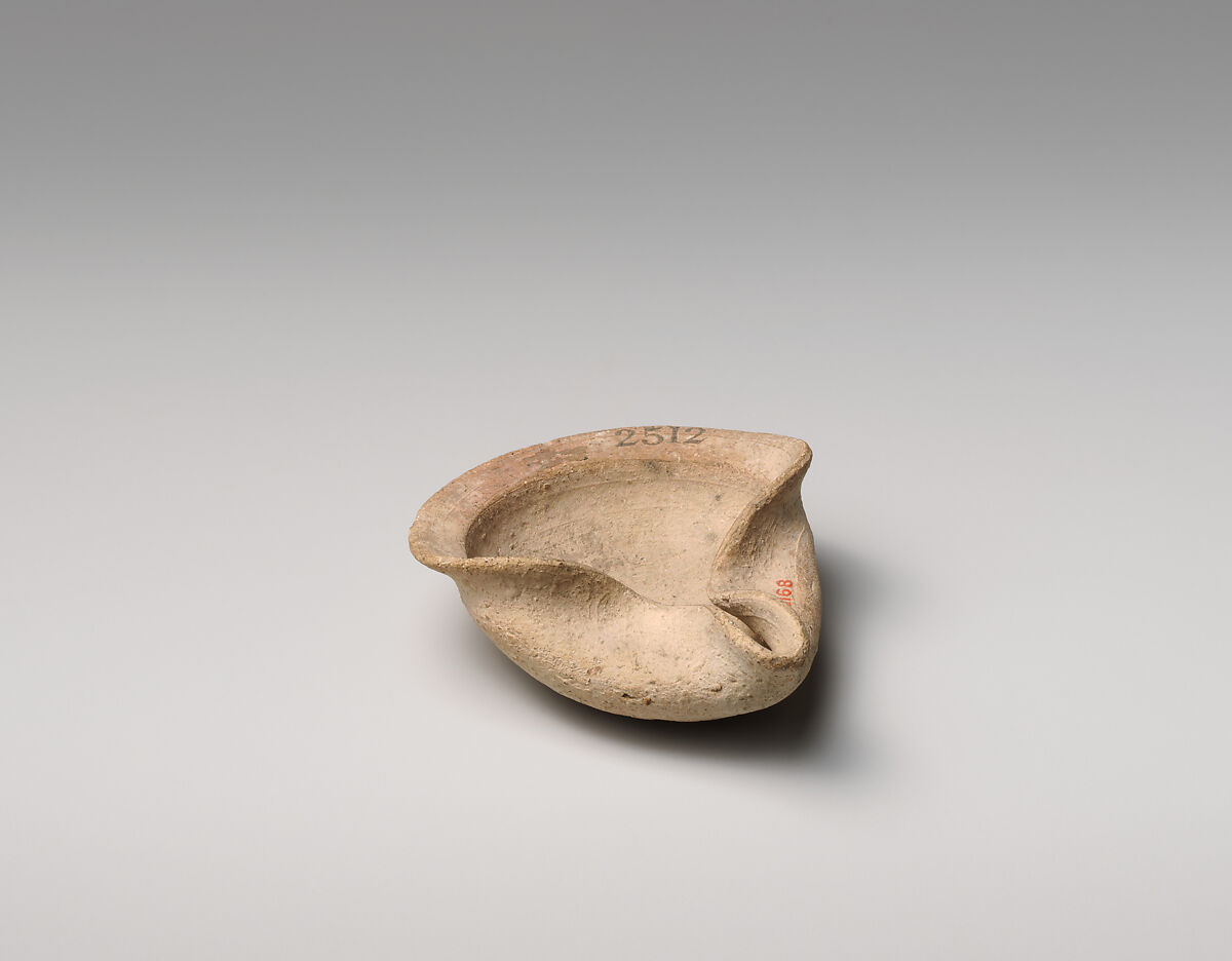 Terracotta saucer-shaped lamp, Terracotta, Cypriot 