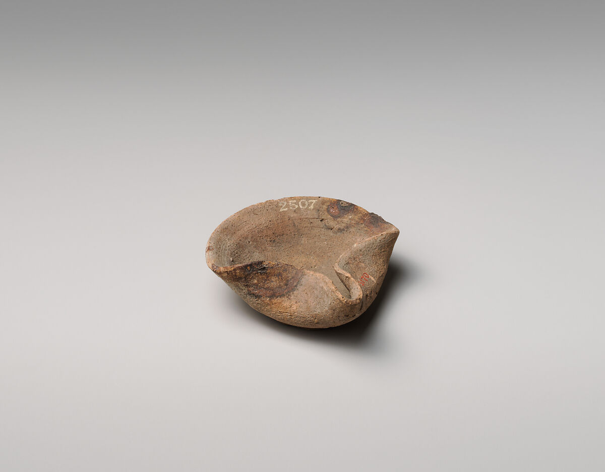 Terracotta saucer-shaped lamp, Terracotta, Cypriot