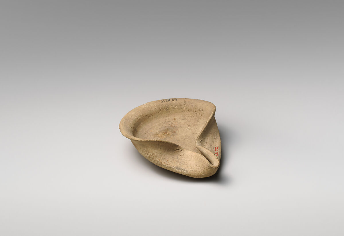 Terracotta saucer-shaped lamp, Terracotta, Cypriot 