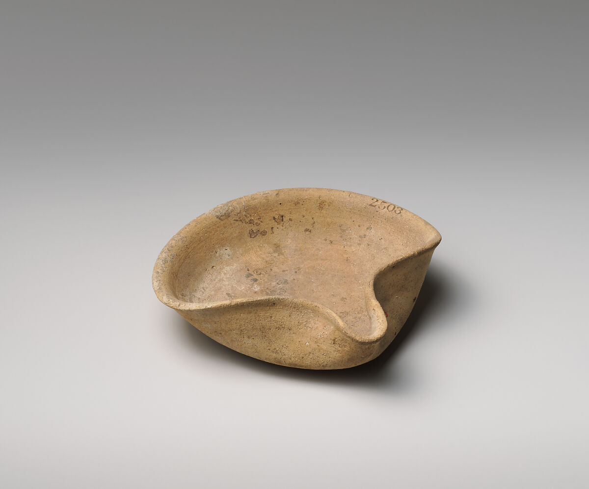 Terracotta saucer-shaped lamp, Terracotta, Cypriot