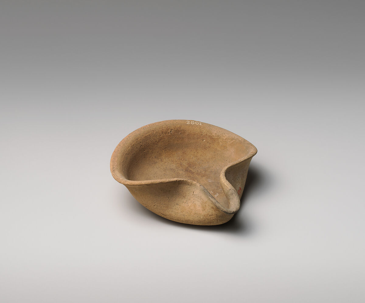 Terracotta saucer-shaped lamp, Terracotta, Cypriot