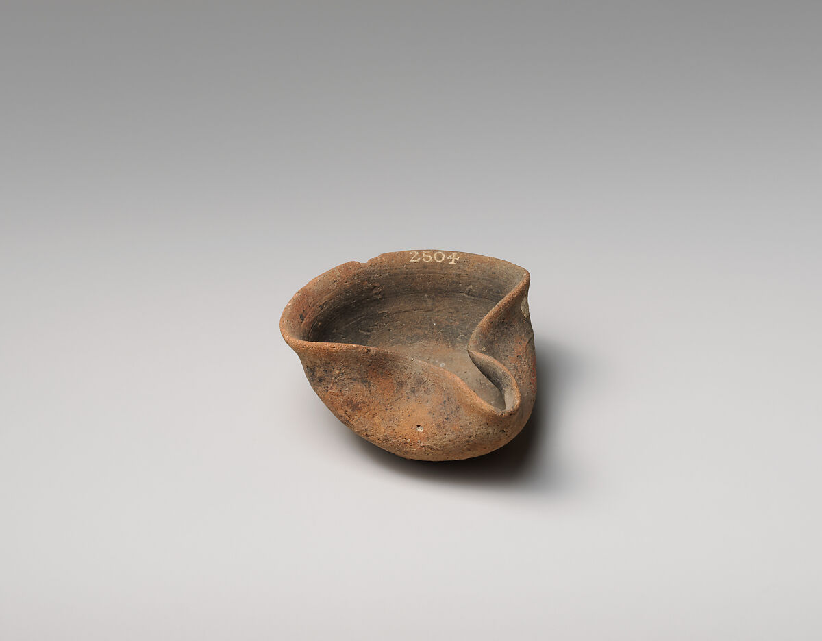 Terracotta saucer-shaped lamp, Terracotta, Cypriot