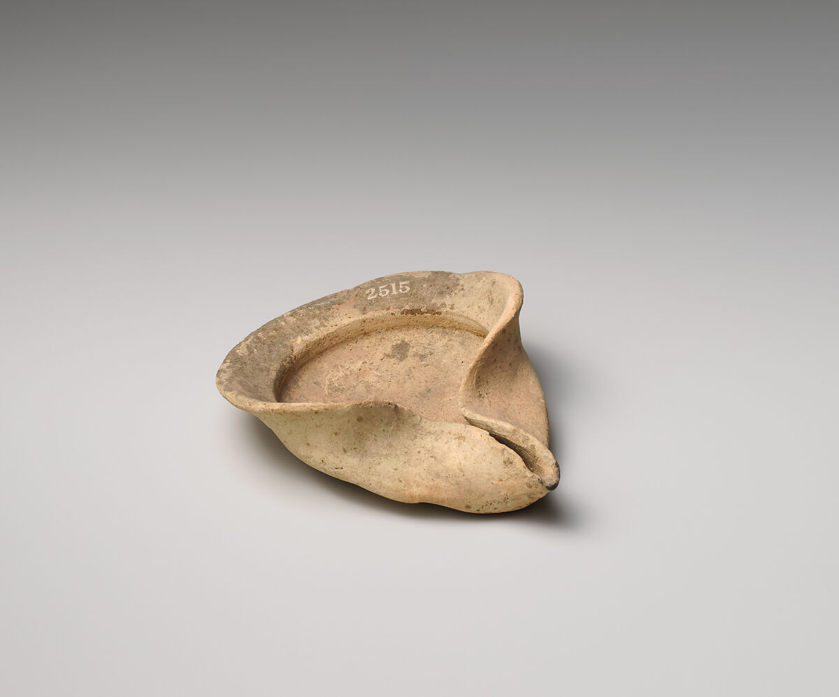 Terracotta saucer-shaped lamp, Terracotta, Cypriot