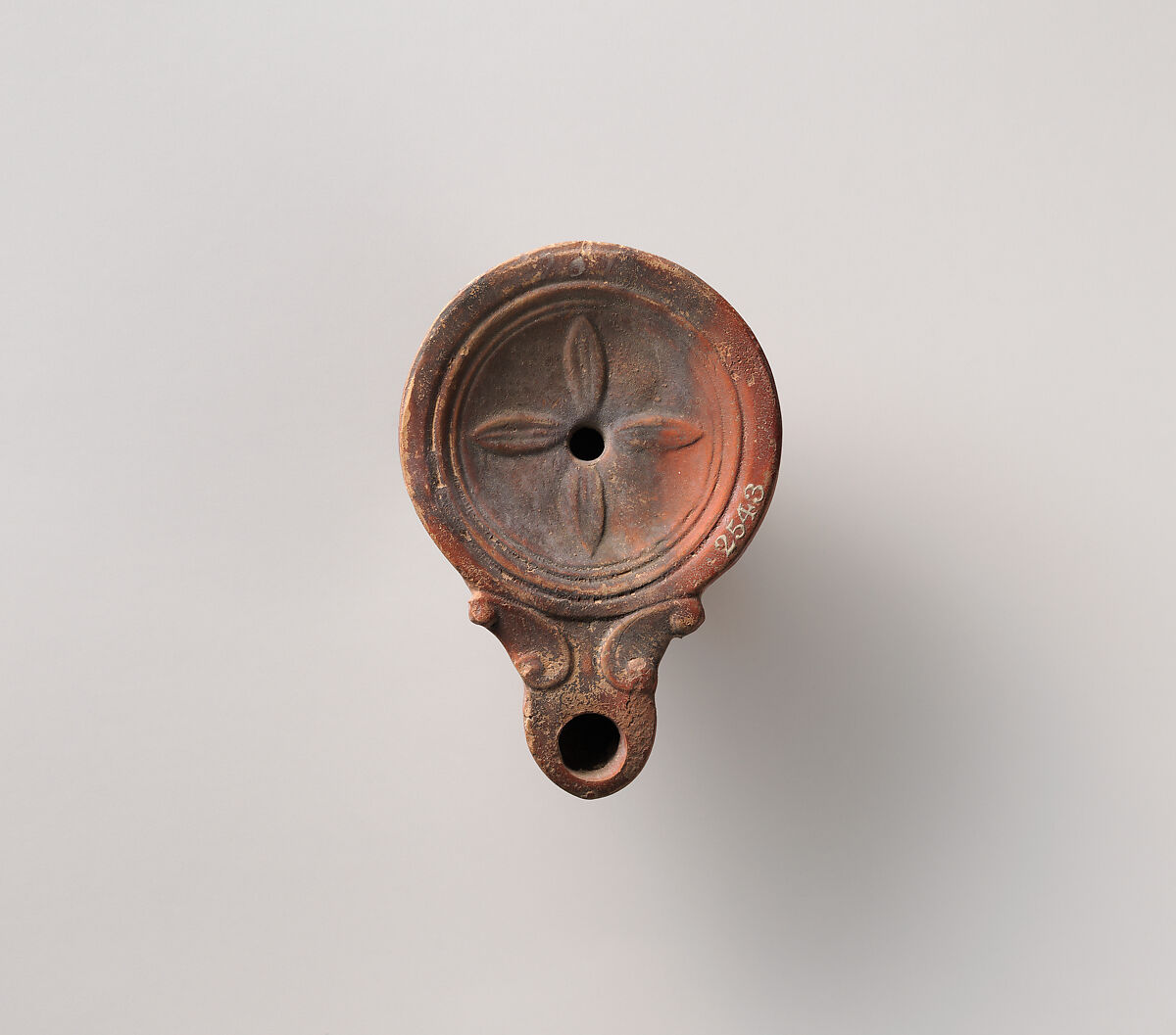 Terracotta oil lamp, Terracotta, Roman 