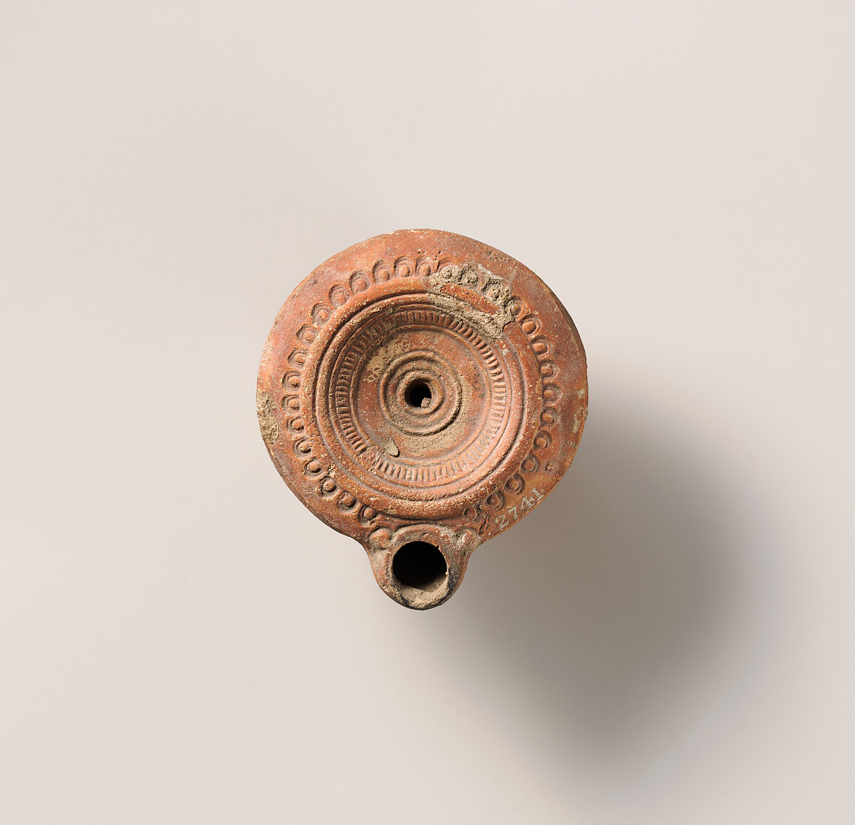 Terracotta oil lamp, Terracotta, Roman 