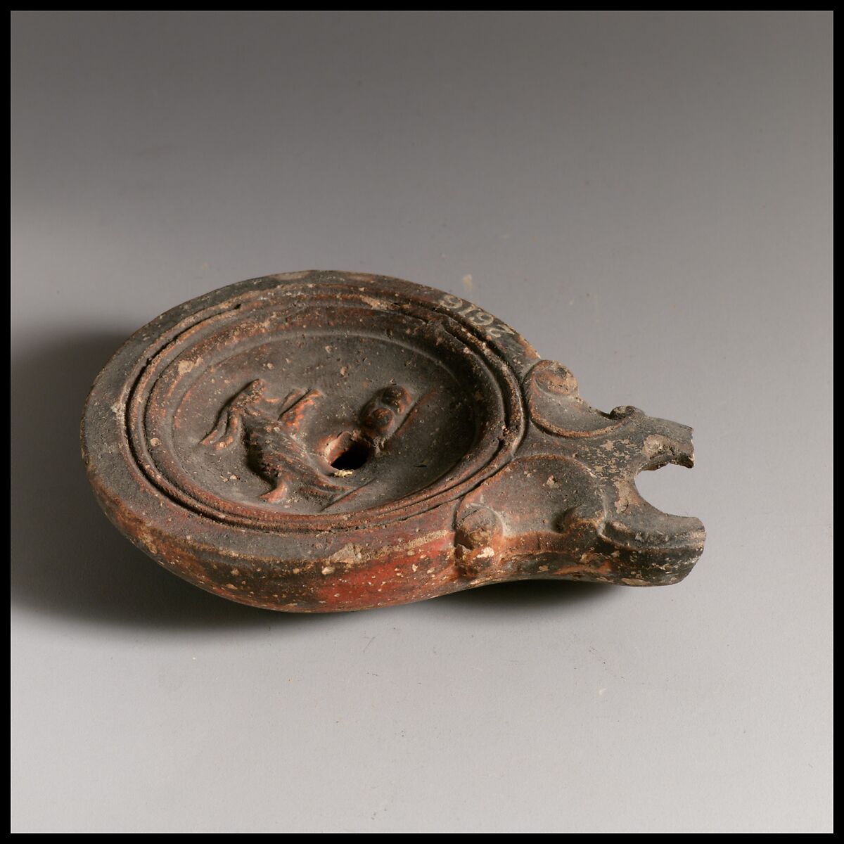 Terracotta oil lamp, Terracotta, Roman