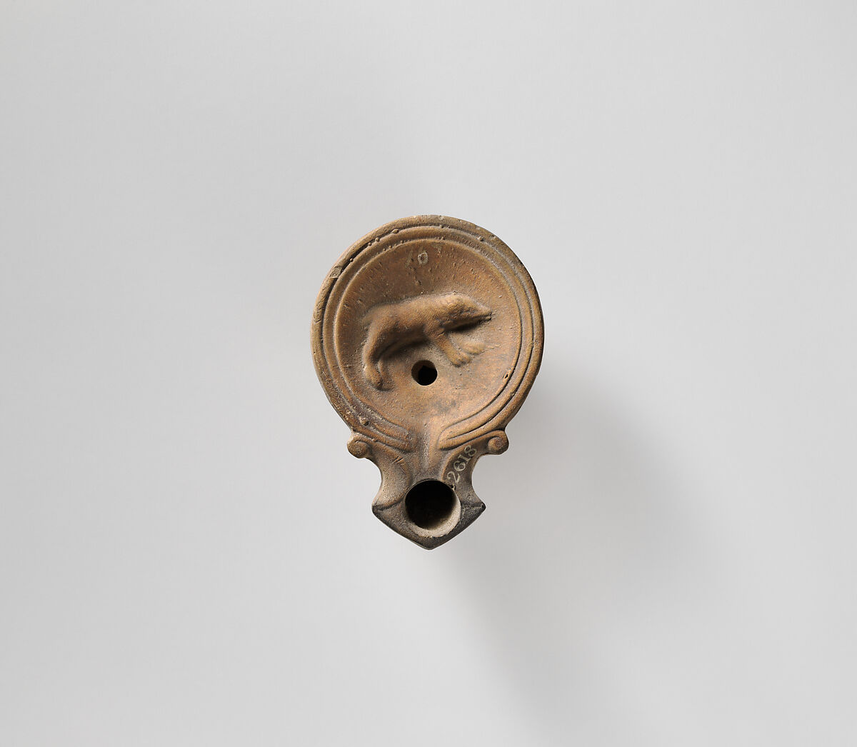 Terracotta oil lamp, Terracotta, Roman 