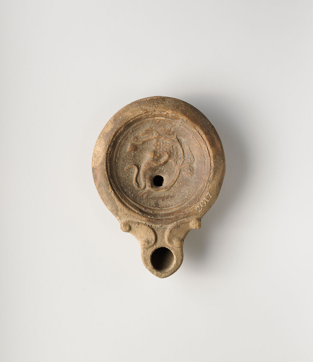 Terracotta oil lamp, Terracotta, Roman 