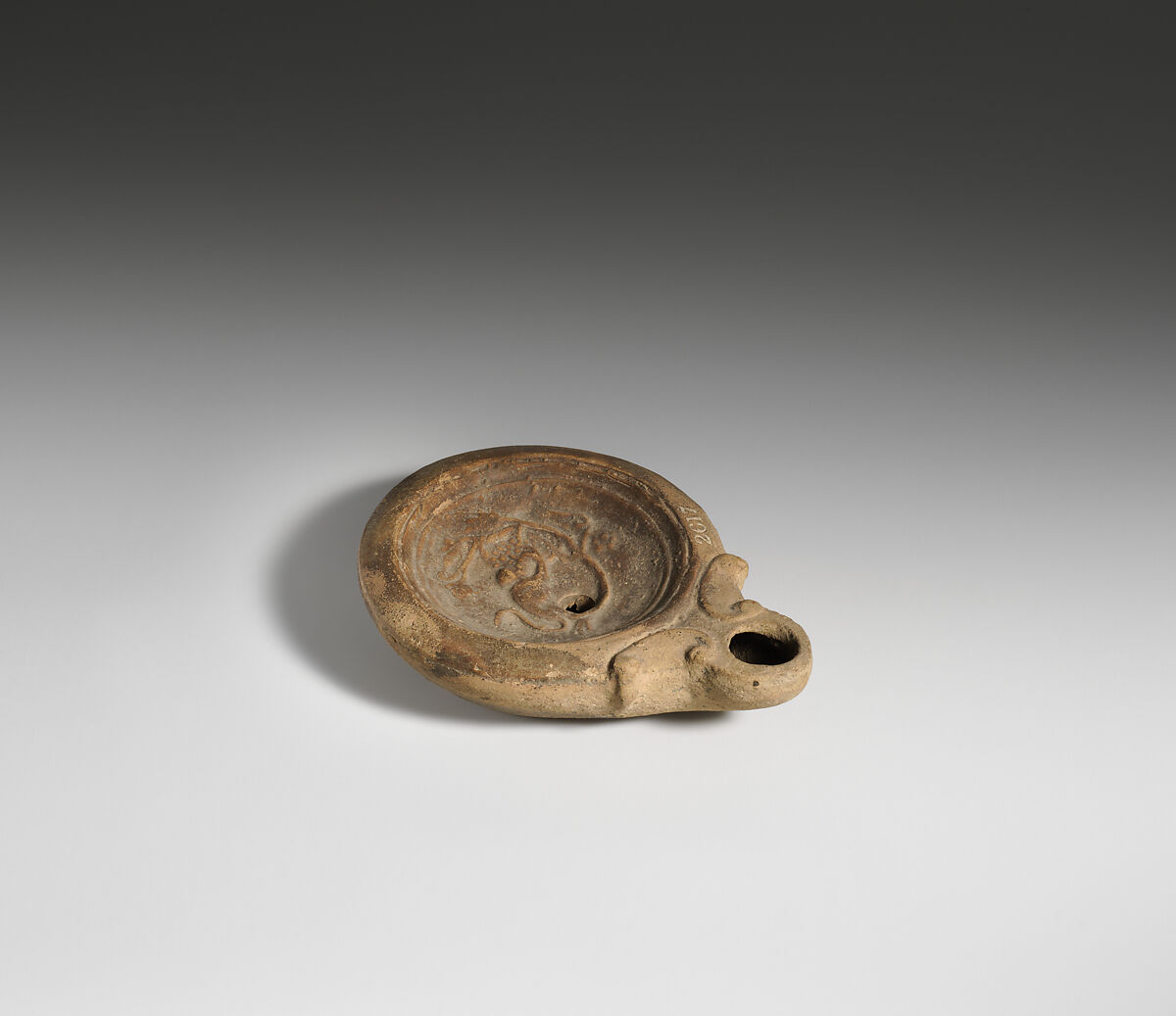 Terracotta oil lamp, Terracotta, Roman