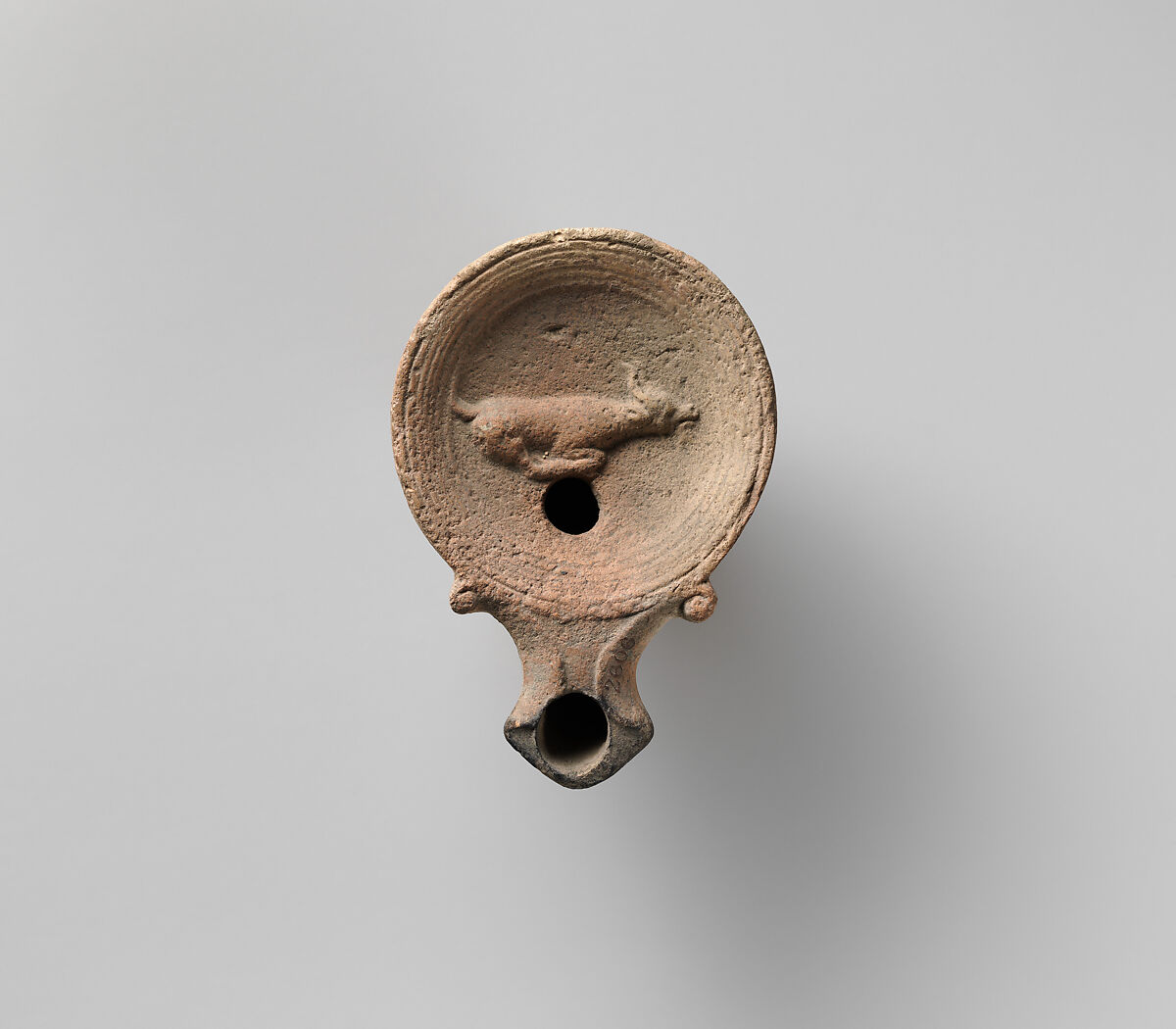 Terracotta oil lamp, Terracotta, Roman 