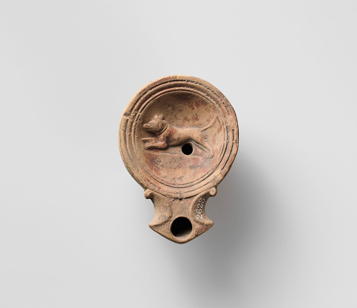 Terracotta oil lamp, Terracotta, Roman 