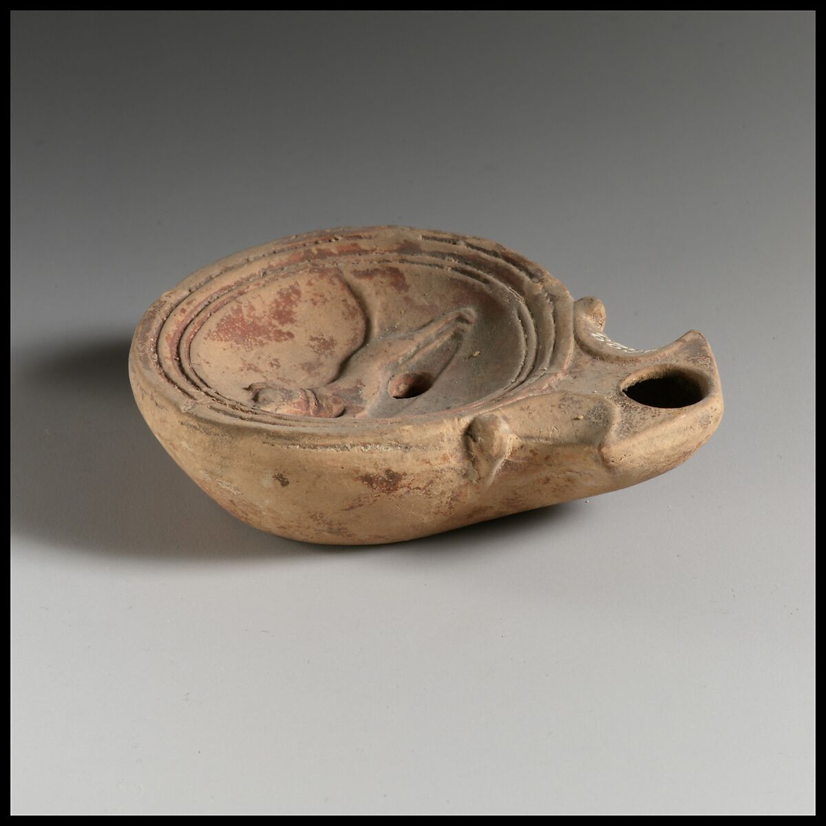Terracotta oil lamp, Terracotta, Roman