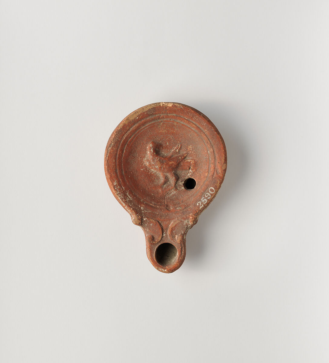 Terracotta oil lamp, Terracotta, Roman 