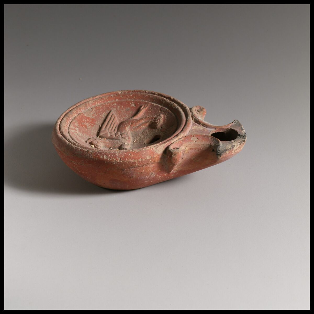 Terracotta oil lamp, Terracotta, Roman