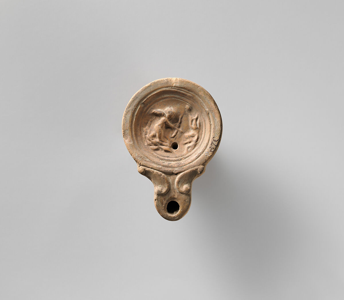 Terracotta oil lamp, Terracotta, Roman 