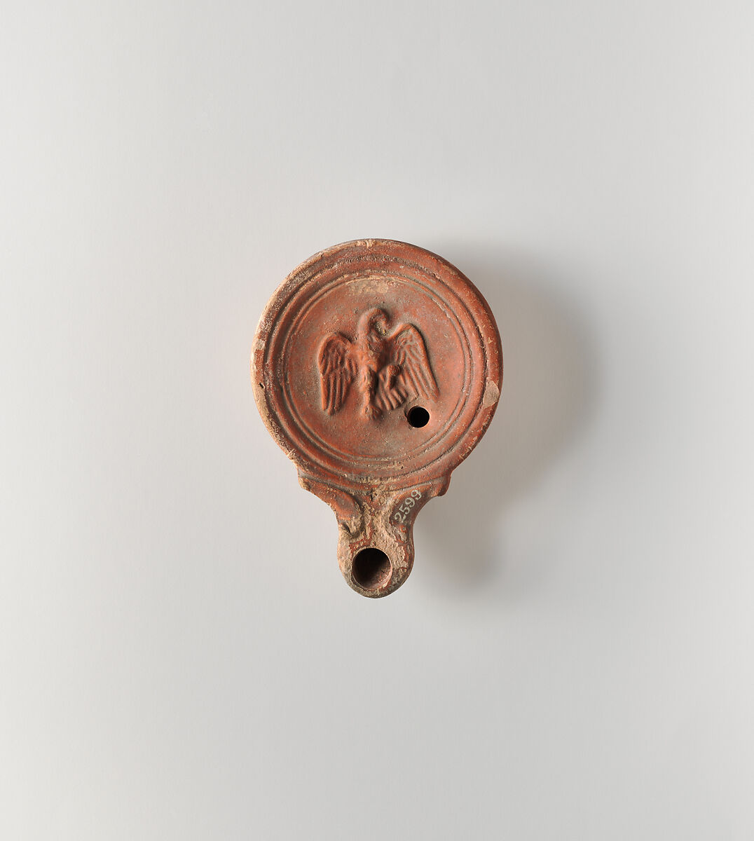 Terracotta oil lamp, Terracotta, Roman 