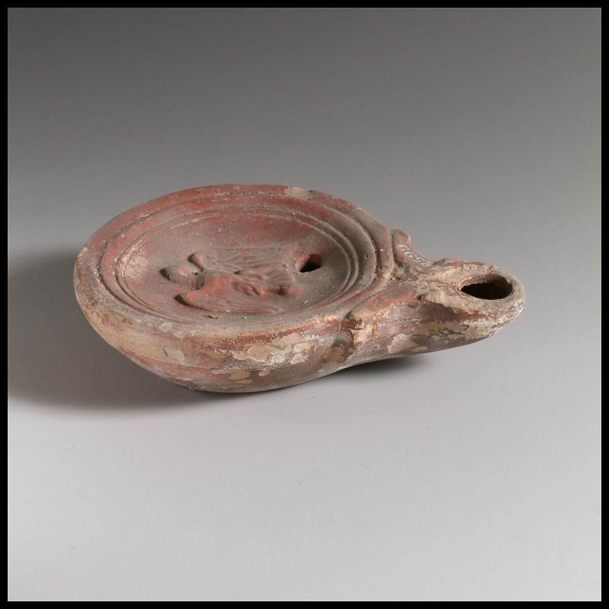 Terracotta oil lamp, Terracotta, Roman