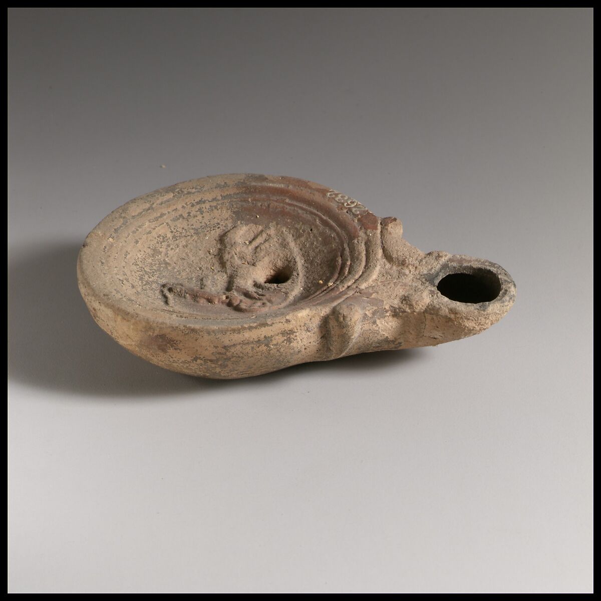 Terracotta oil lamp, Terracotta, Roman