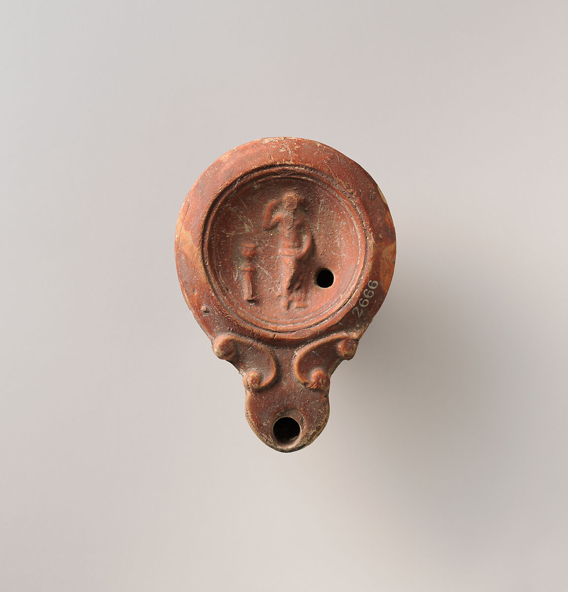 Terracotta oil lamp, Terracotta, Roman 