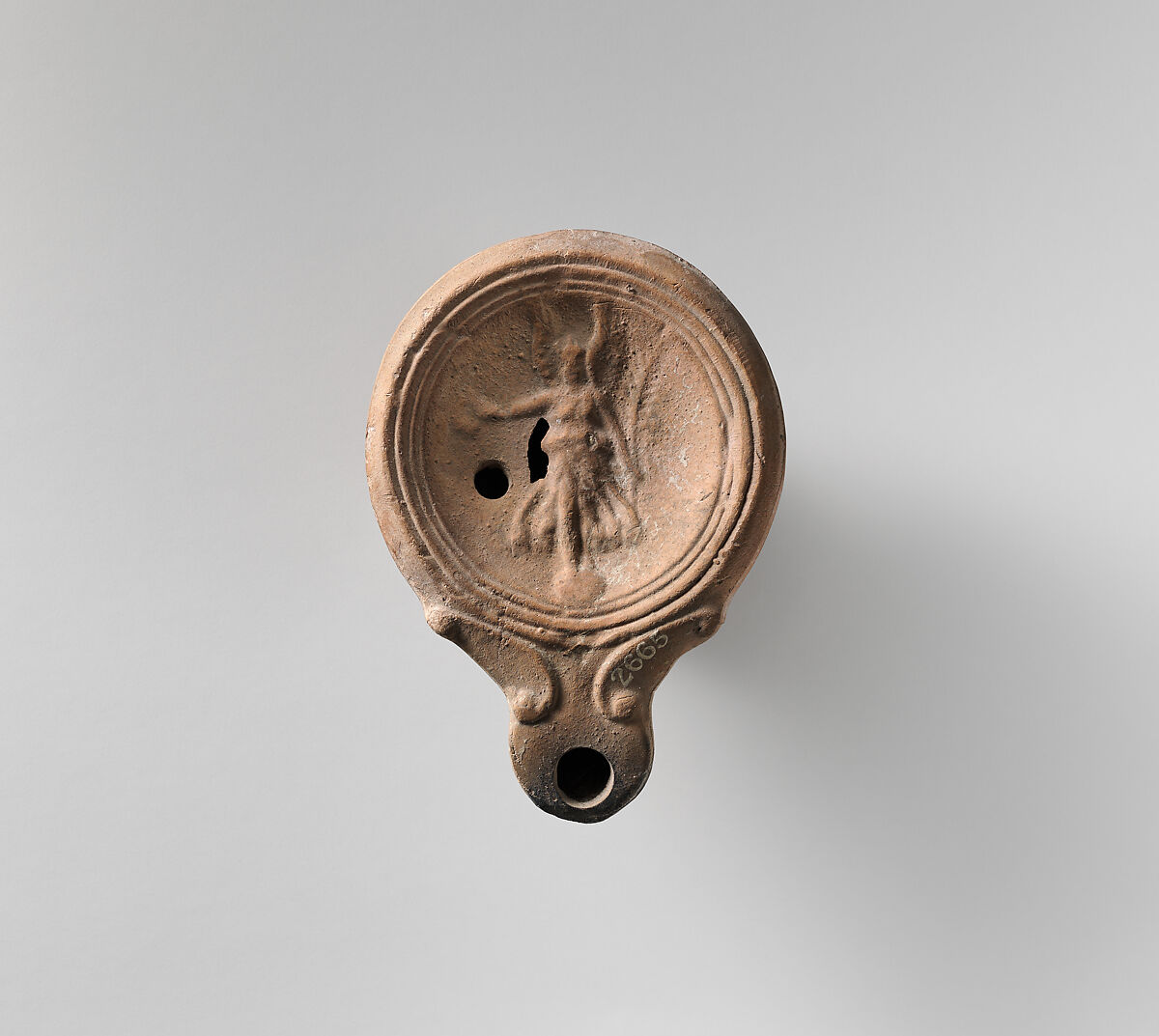 Terracotta oil lamp, Terracotta, Roman 