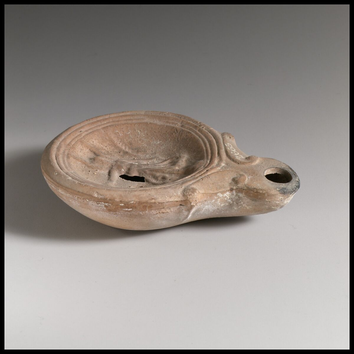 Terracotta oil lamp, Terracotta, Roman