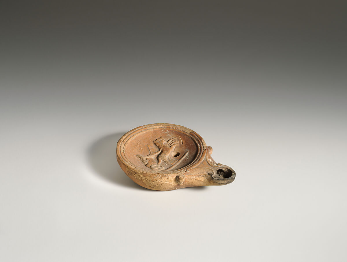 Terracotta oil lamp, Terracotta, Roman
