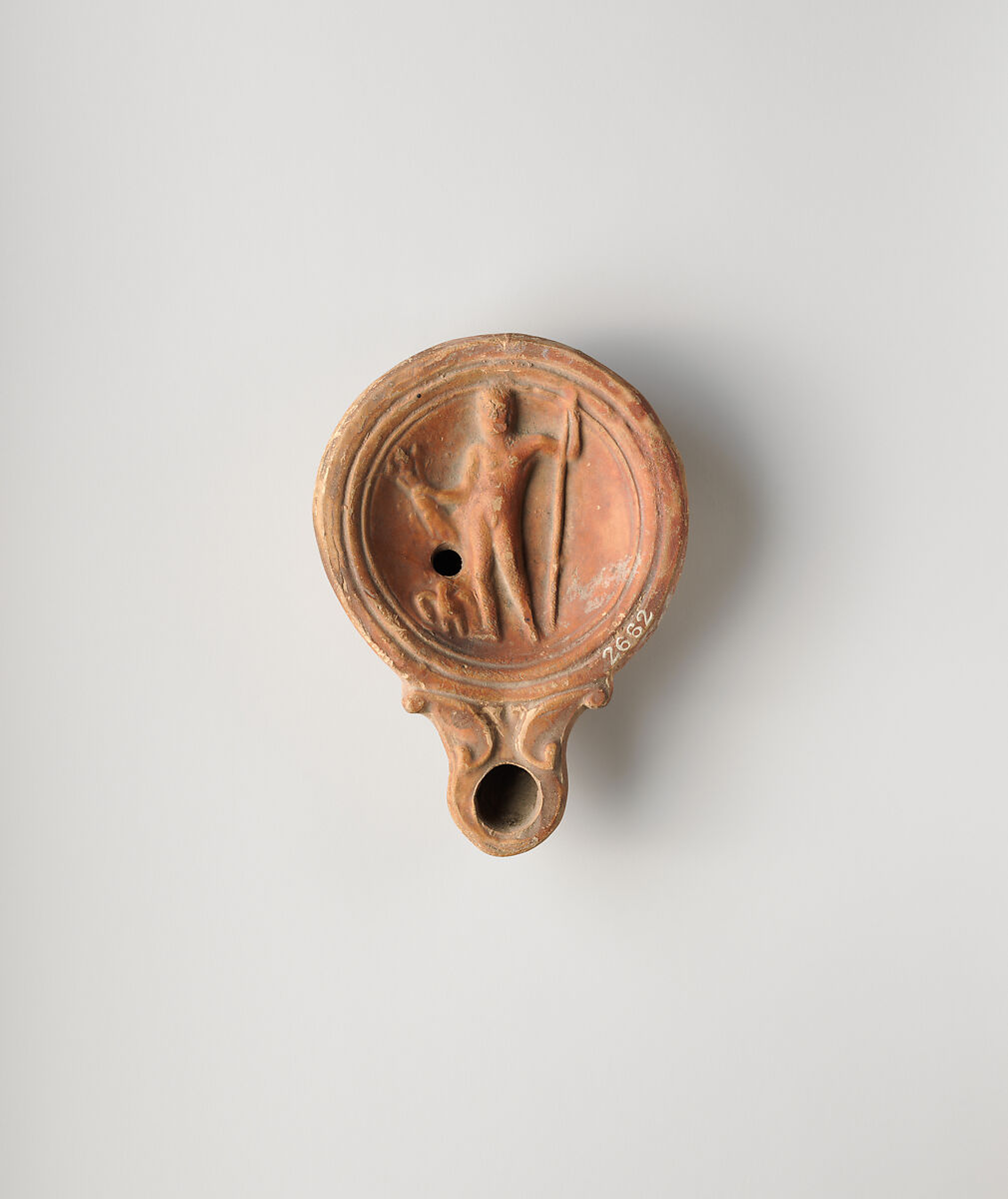 Terracotta oil lamp, Terracotta, Roman 