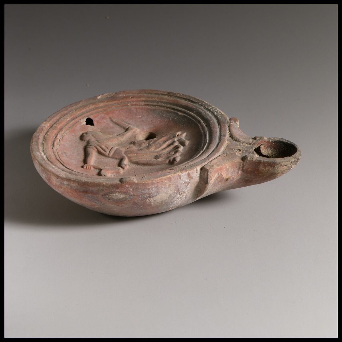 Terracotta oil lamp, Terracotta, Roman
