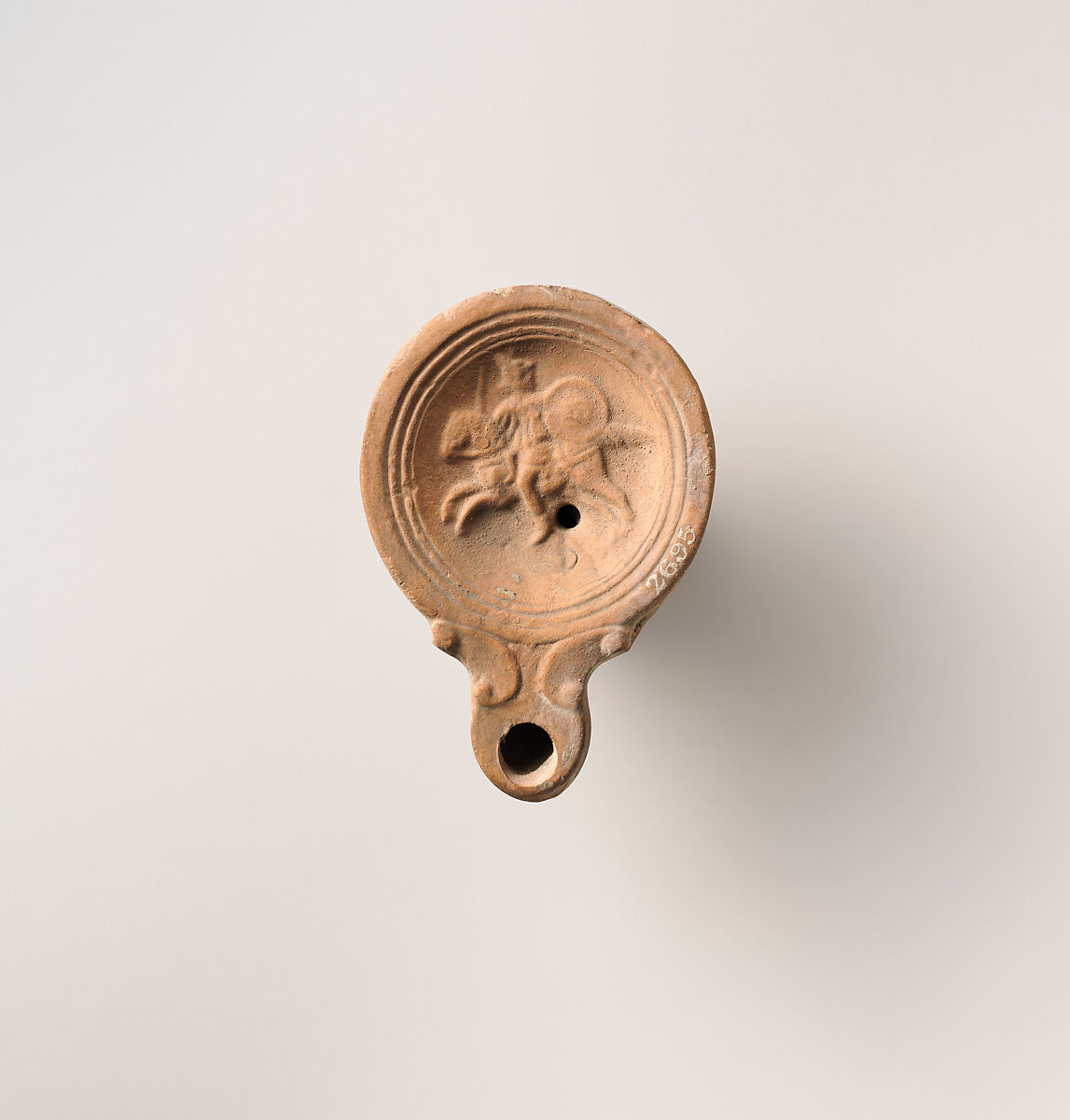 Terracotta oil lamp, Terracotta, Roman 