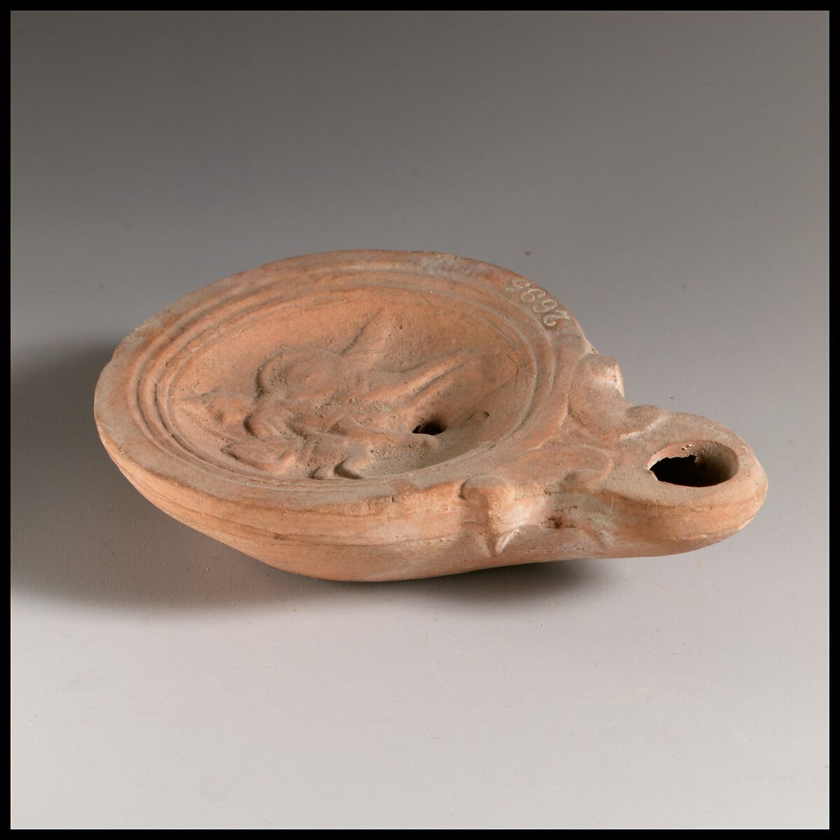 Terracotta oil lamp, Terracotta, Roman