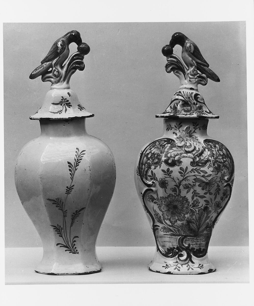Covered Jar, Designed by Justus Brouwer (Dutch, active 1739–1775), Earthenware, Dutch 