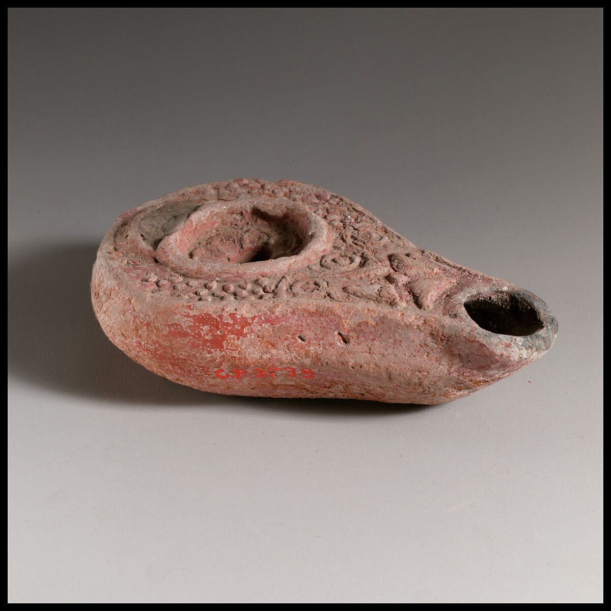 Terracotta oil lamp, Terracotta, Roman