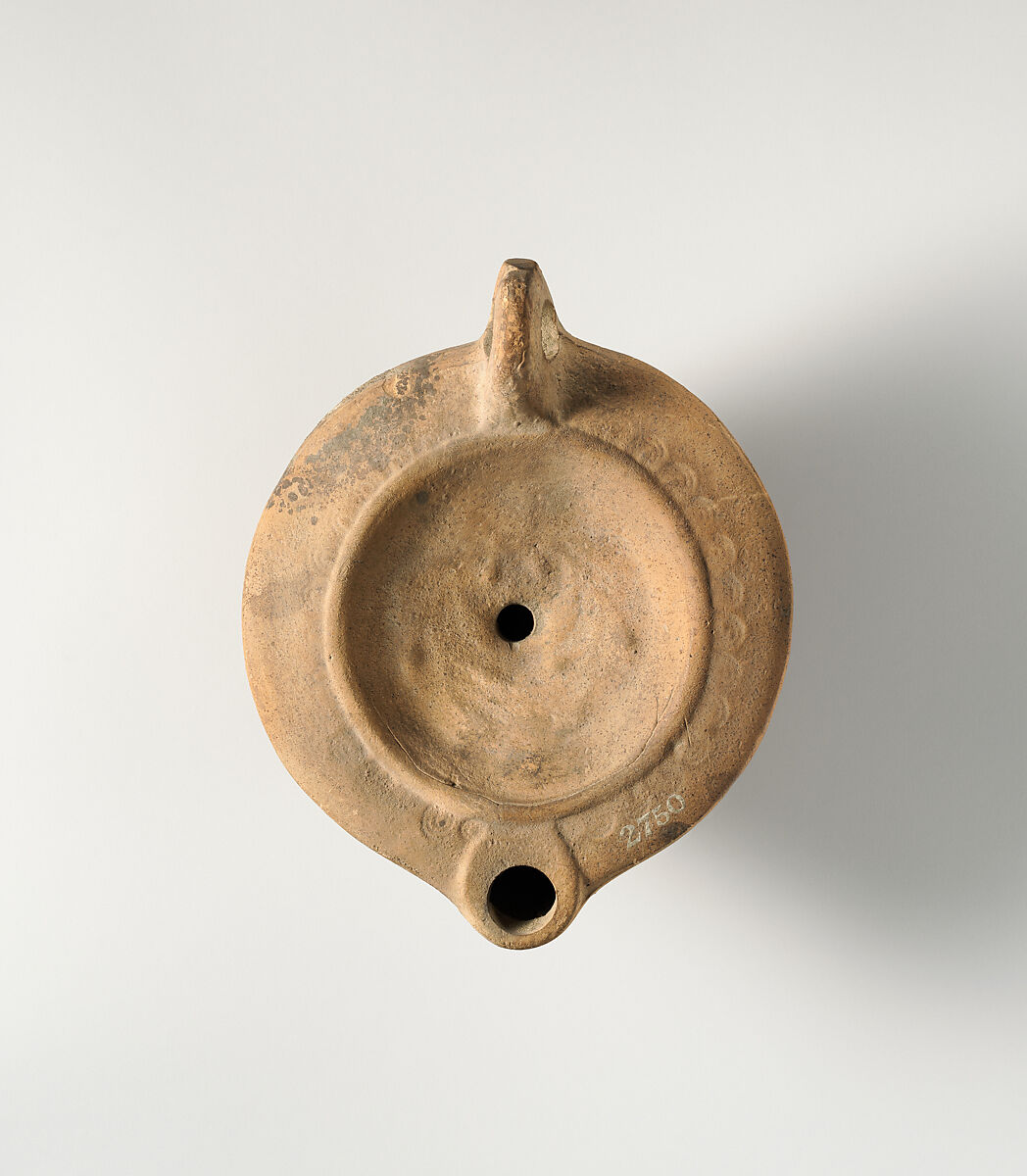 Terracotta oil lamp, Terracotta, Roman 