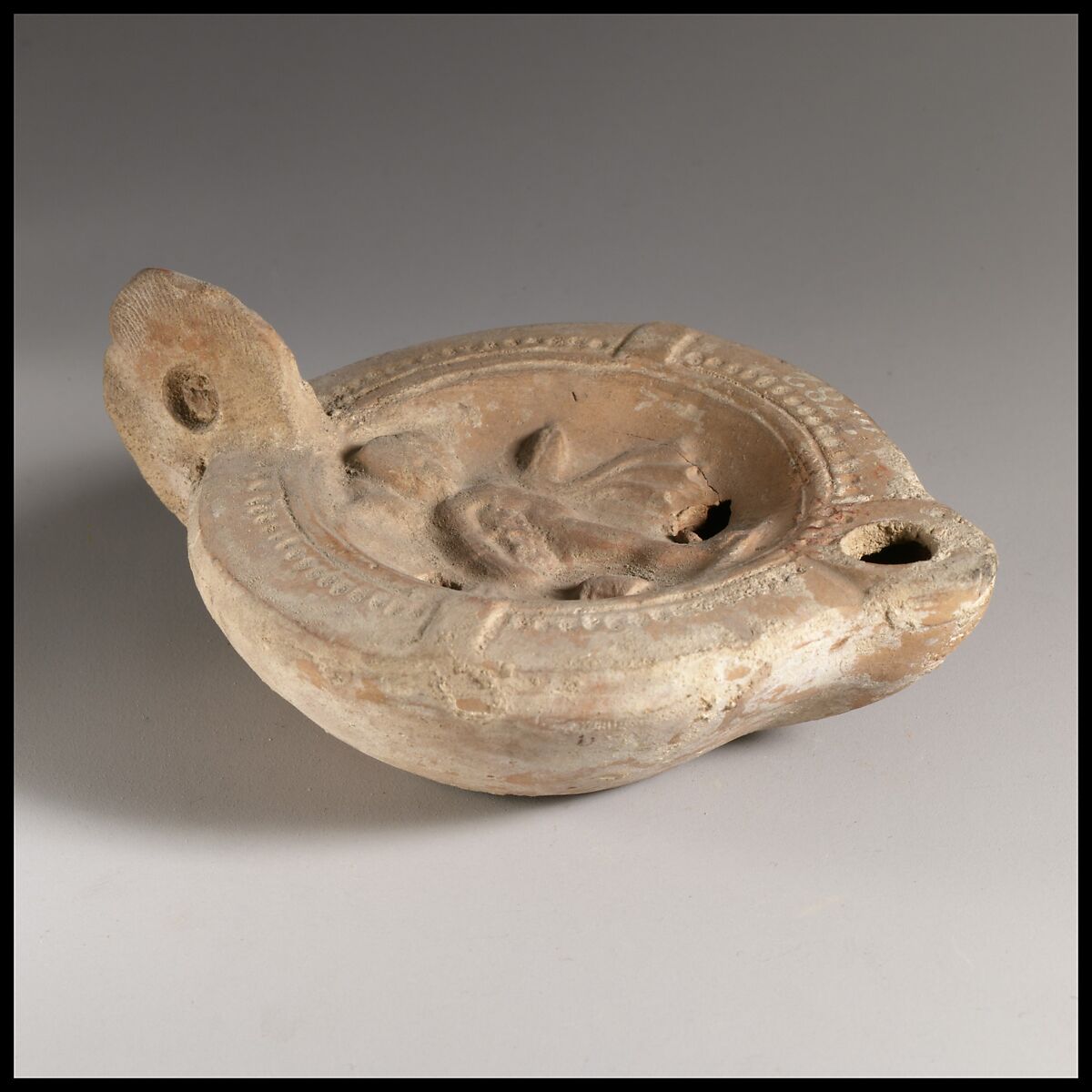 Terracotta oil lamp, Terracotta, Roman