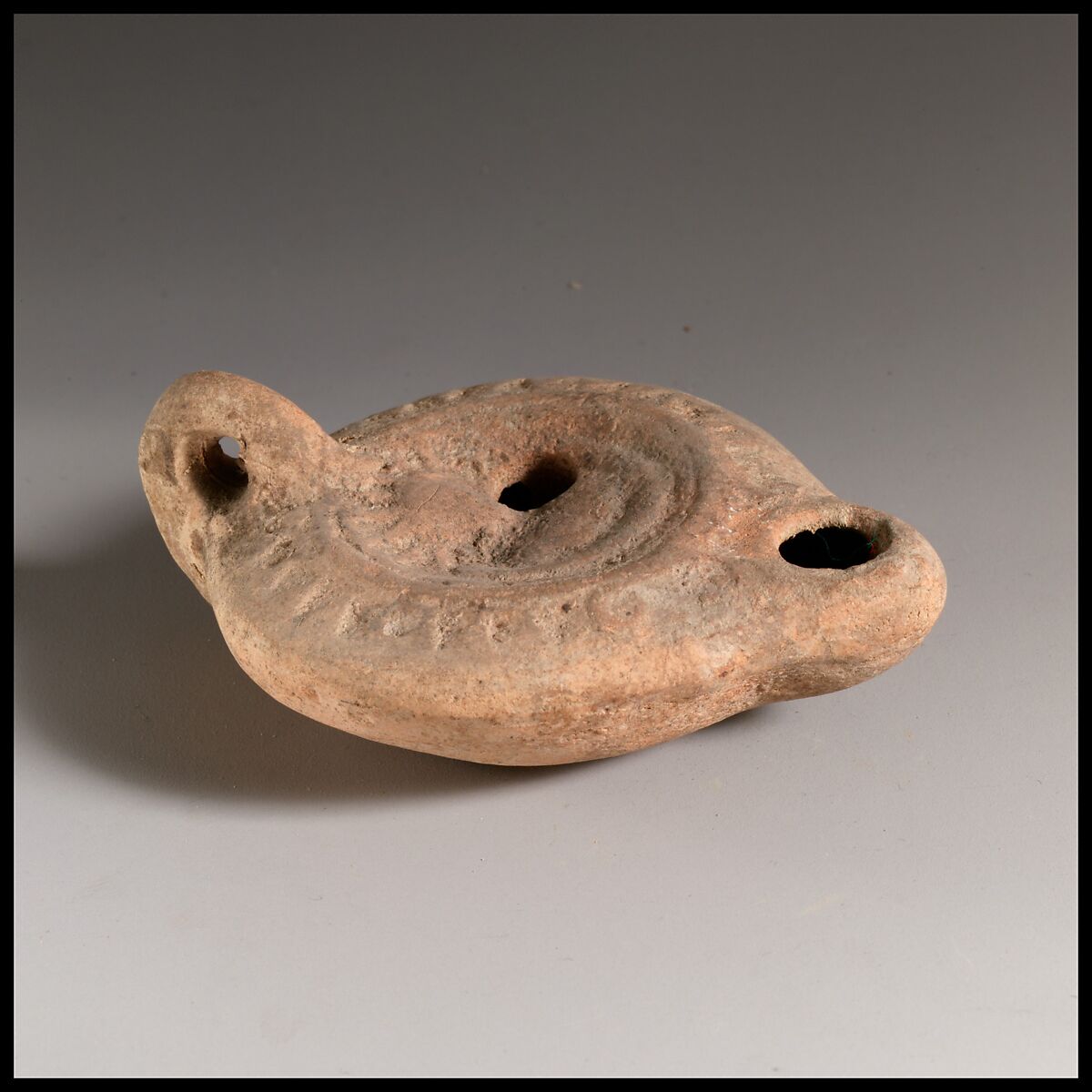 Terracotta oil lamp, Terracotta, Roman