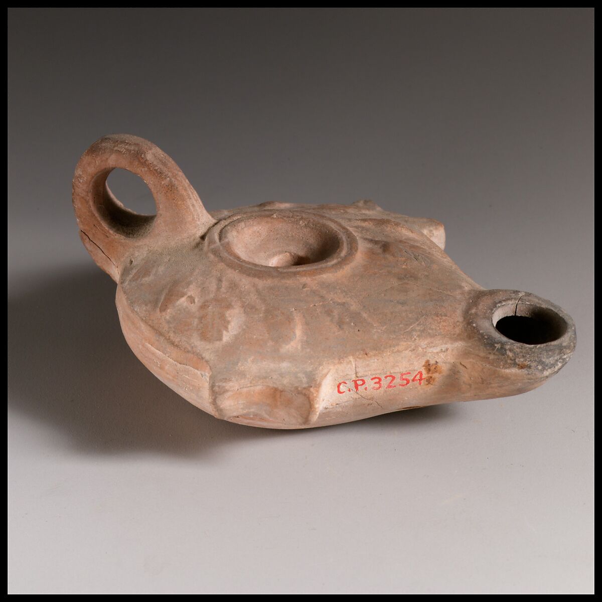 Terracotta oil lamp, Terracotta, Roman