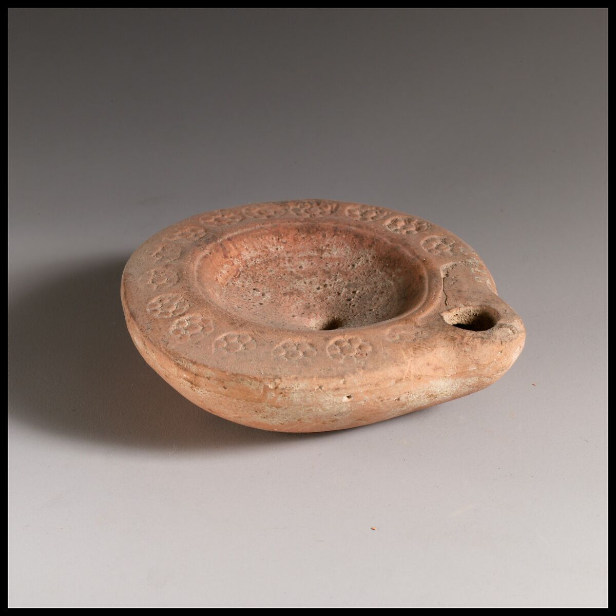 Terracotta oil lamp, Terracotta, Roman