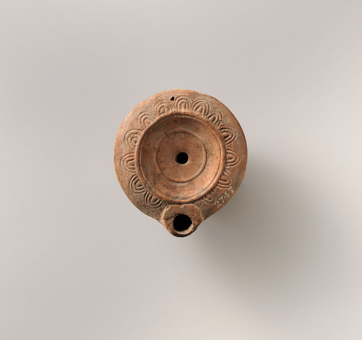 Terracotta oil lamp, Terracotta, Roman 