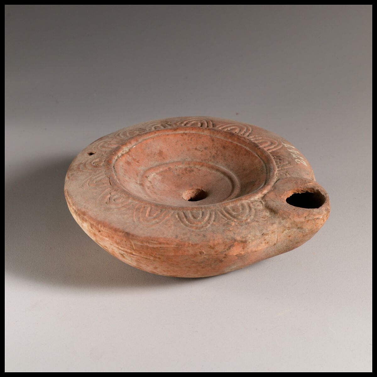 Terracotta oil lamp, Terracotta, Roman
