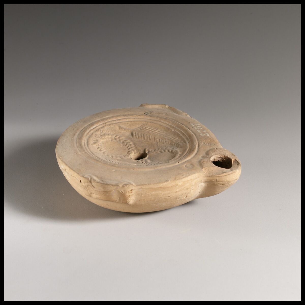 Terracotta oil lamp, Terracotta, Roman