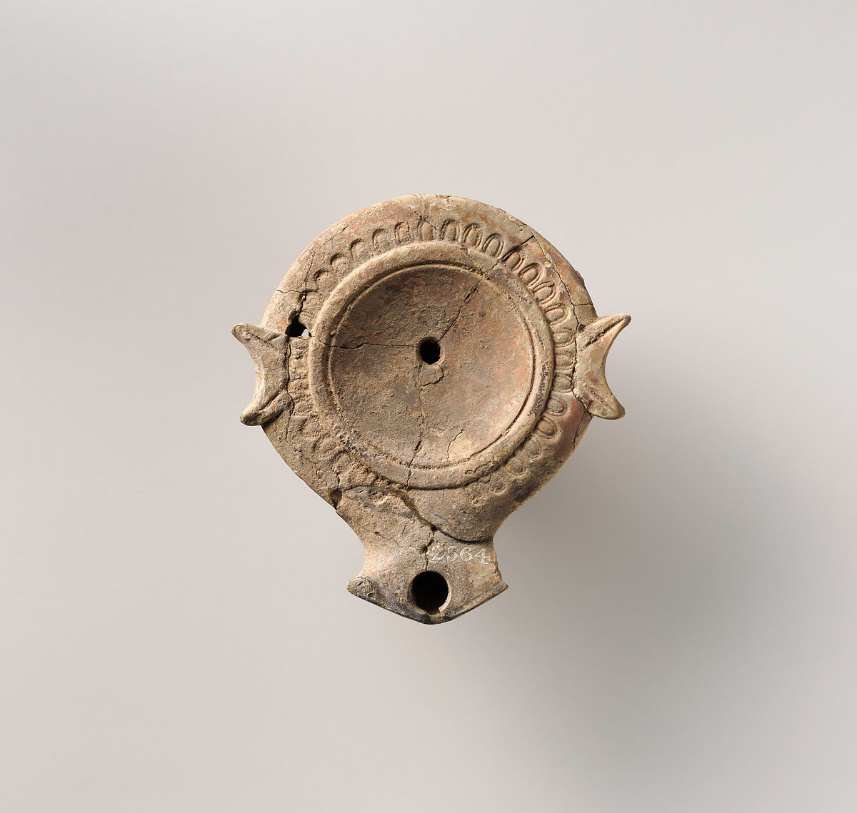 Terracotta oil lamp, Terracotta, Roman 