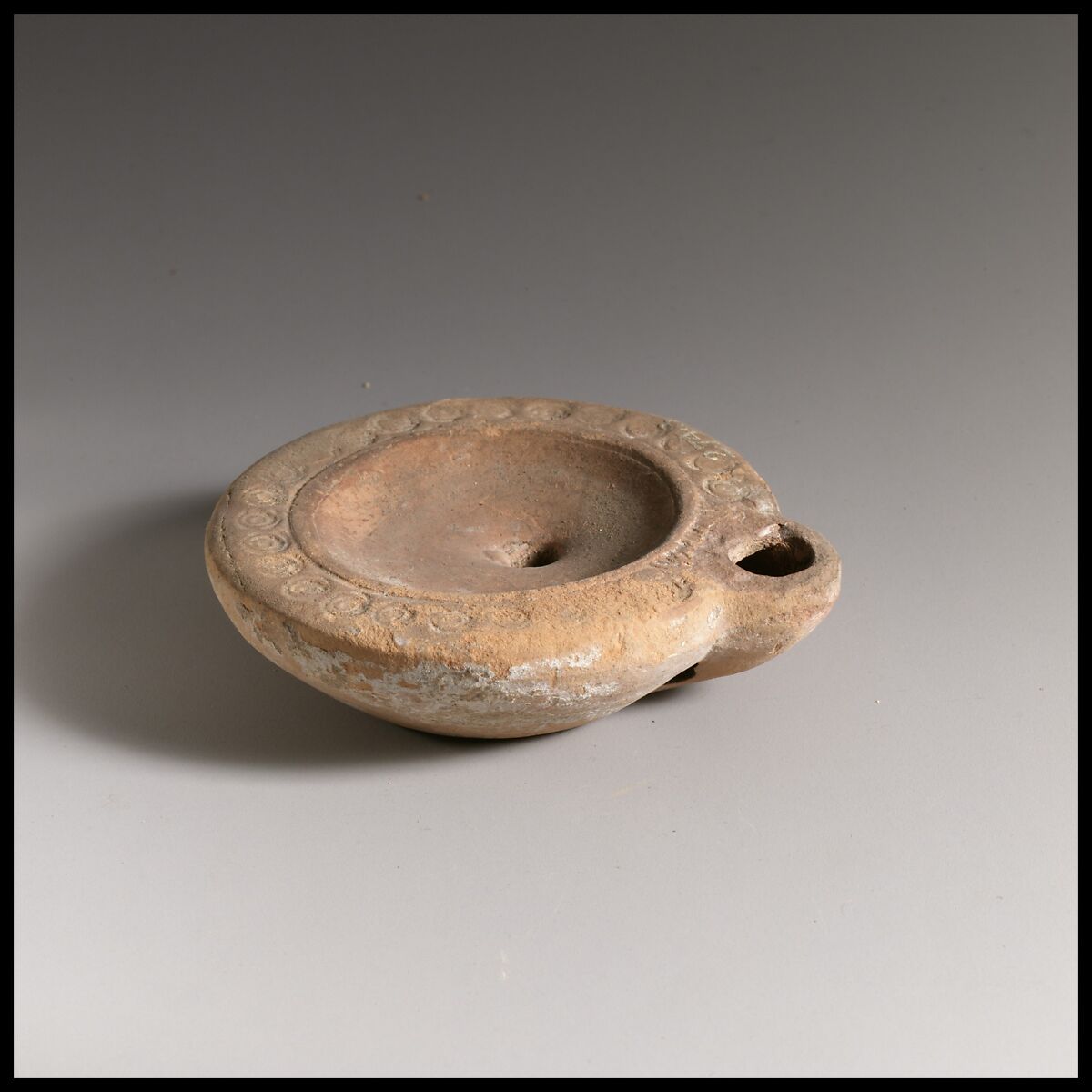 Terracotta oil lamp, Terracotta, Roman