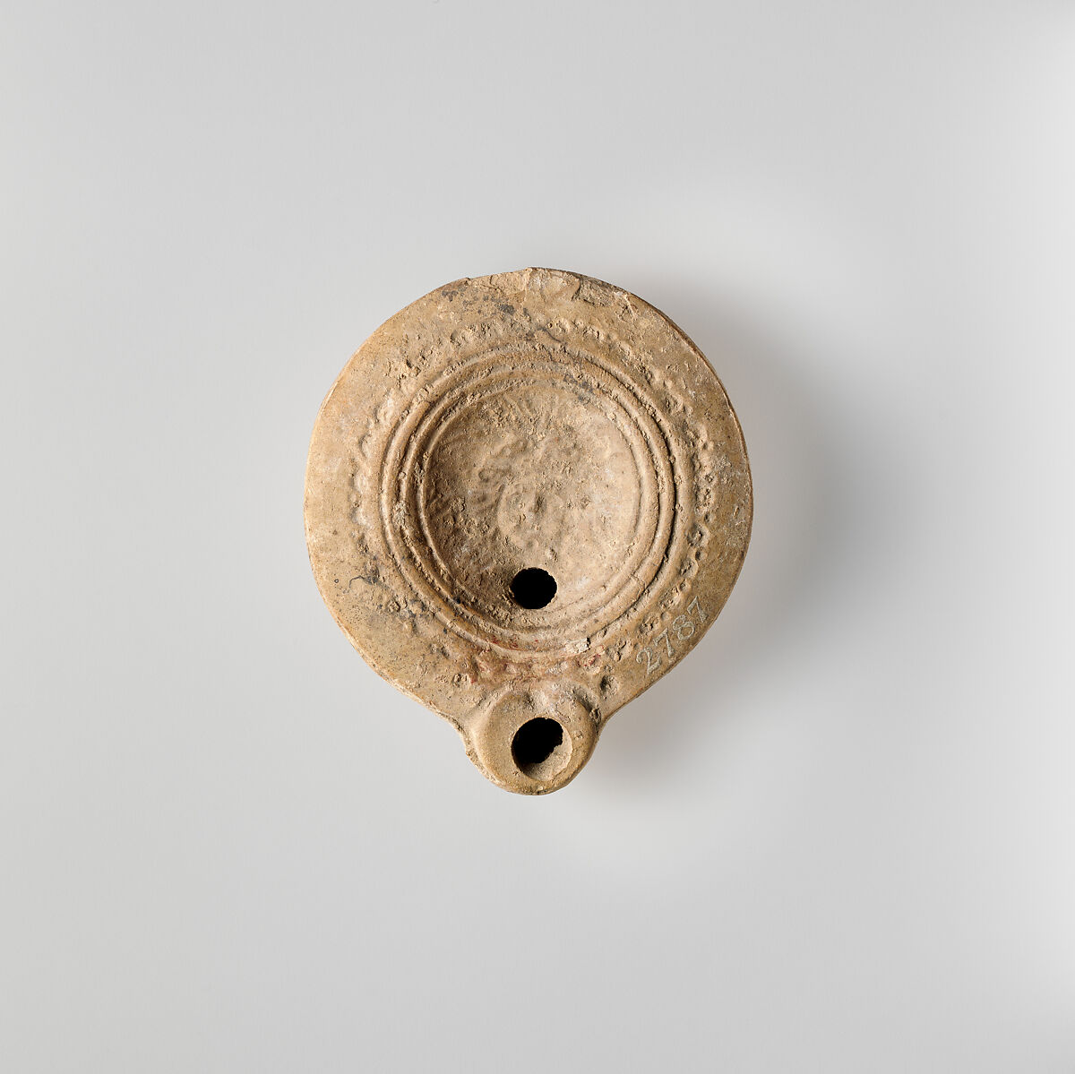 Terracotta oil lamp, Terracotta, Roman 