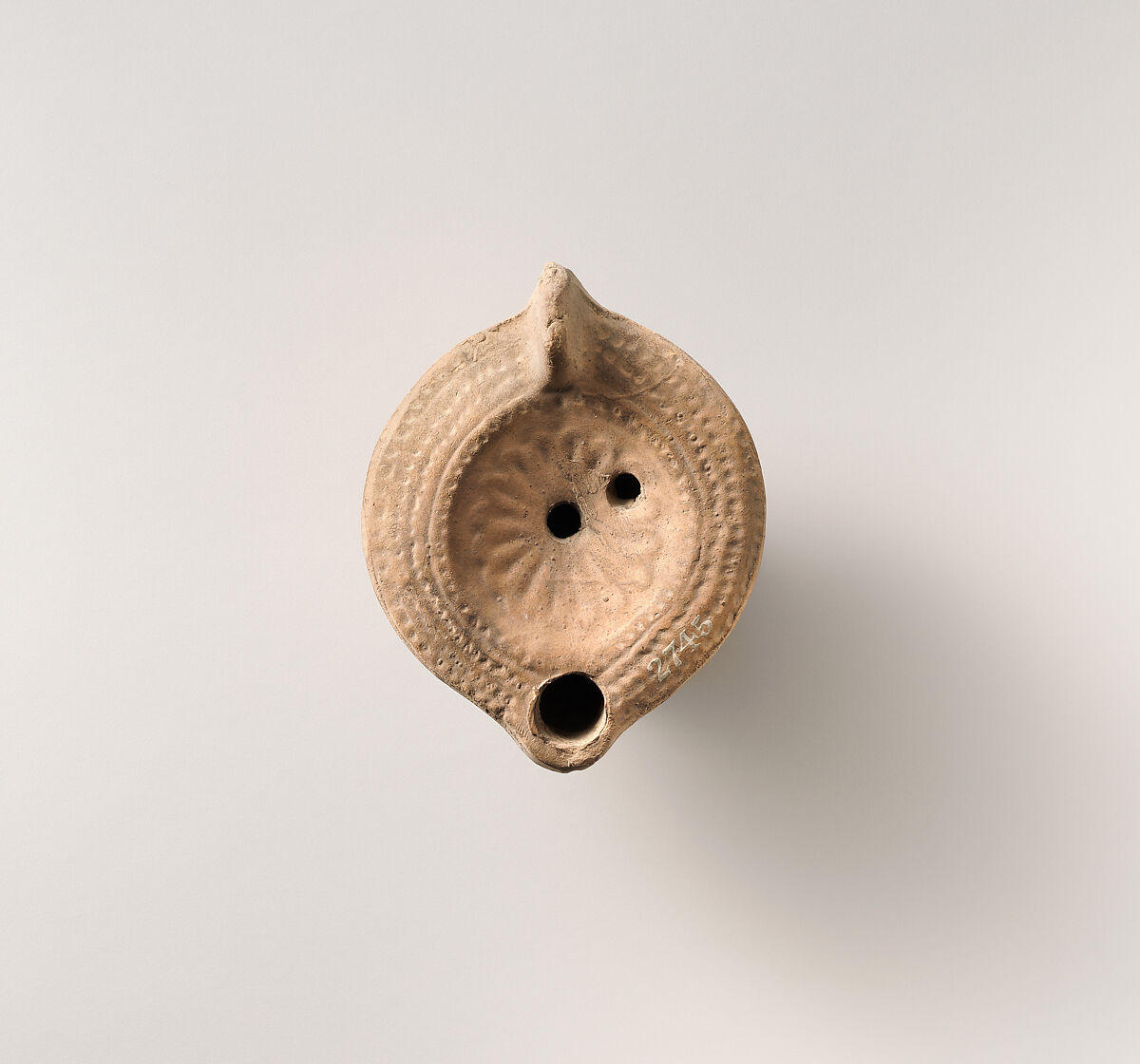 Terracotta oil lamp, Terracotta, Roman 