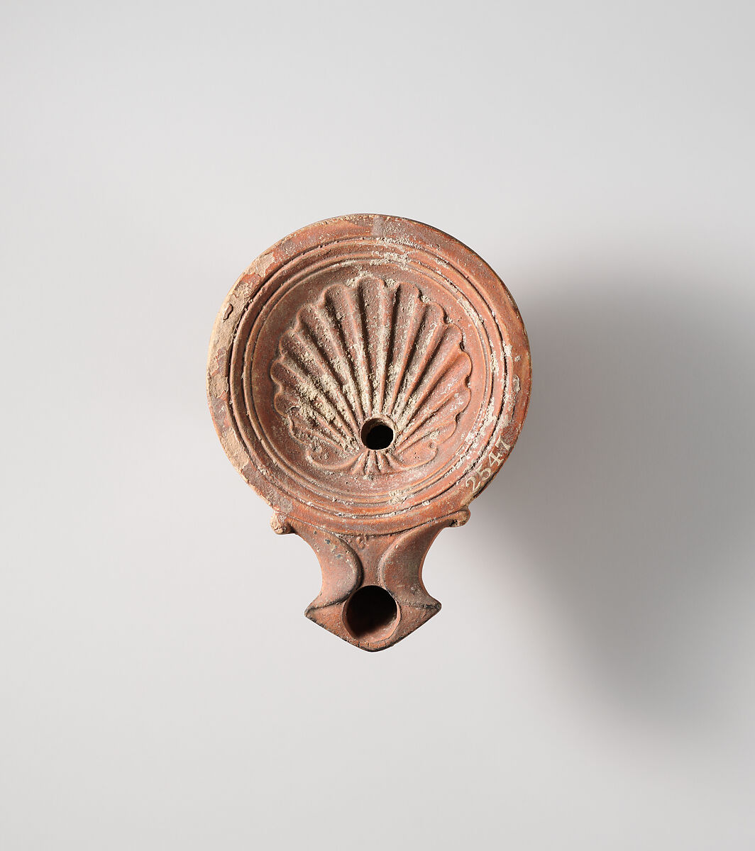 Terracotta oil lamp, Terracotta, Roman 