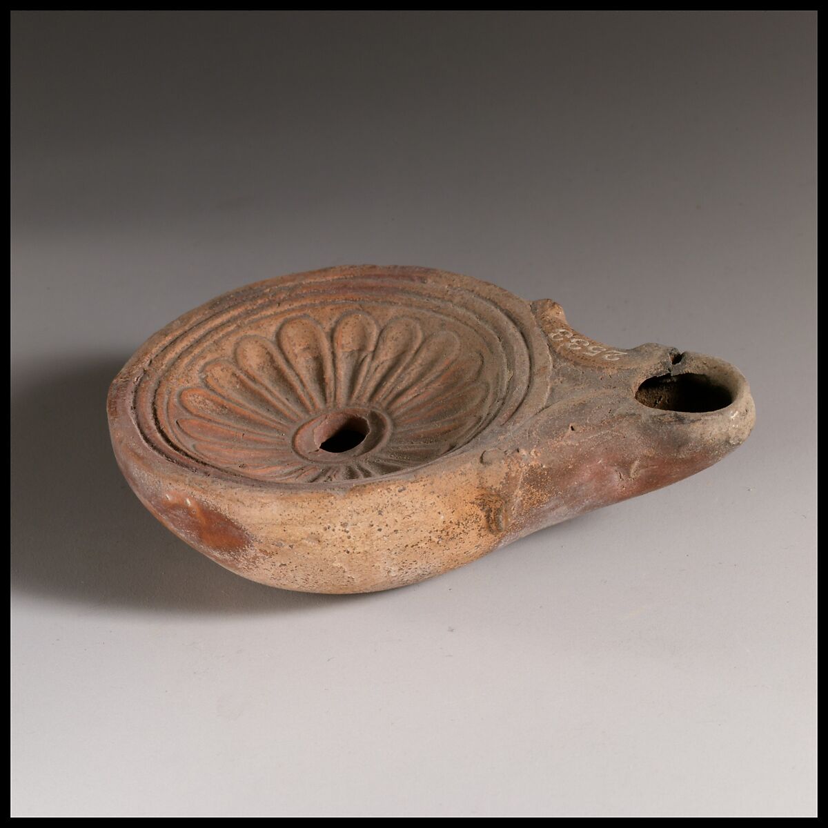 Terracotta oil lamp, Terracotta, Roman