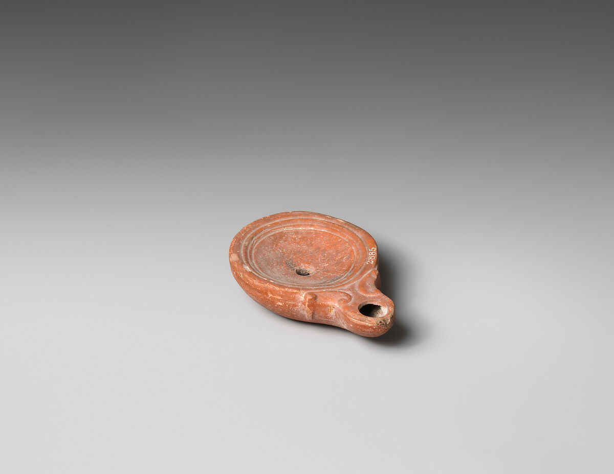 Terracotta oil lamp, Terracotta, Roman