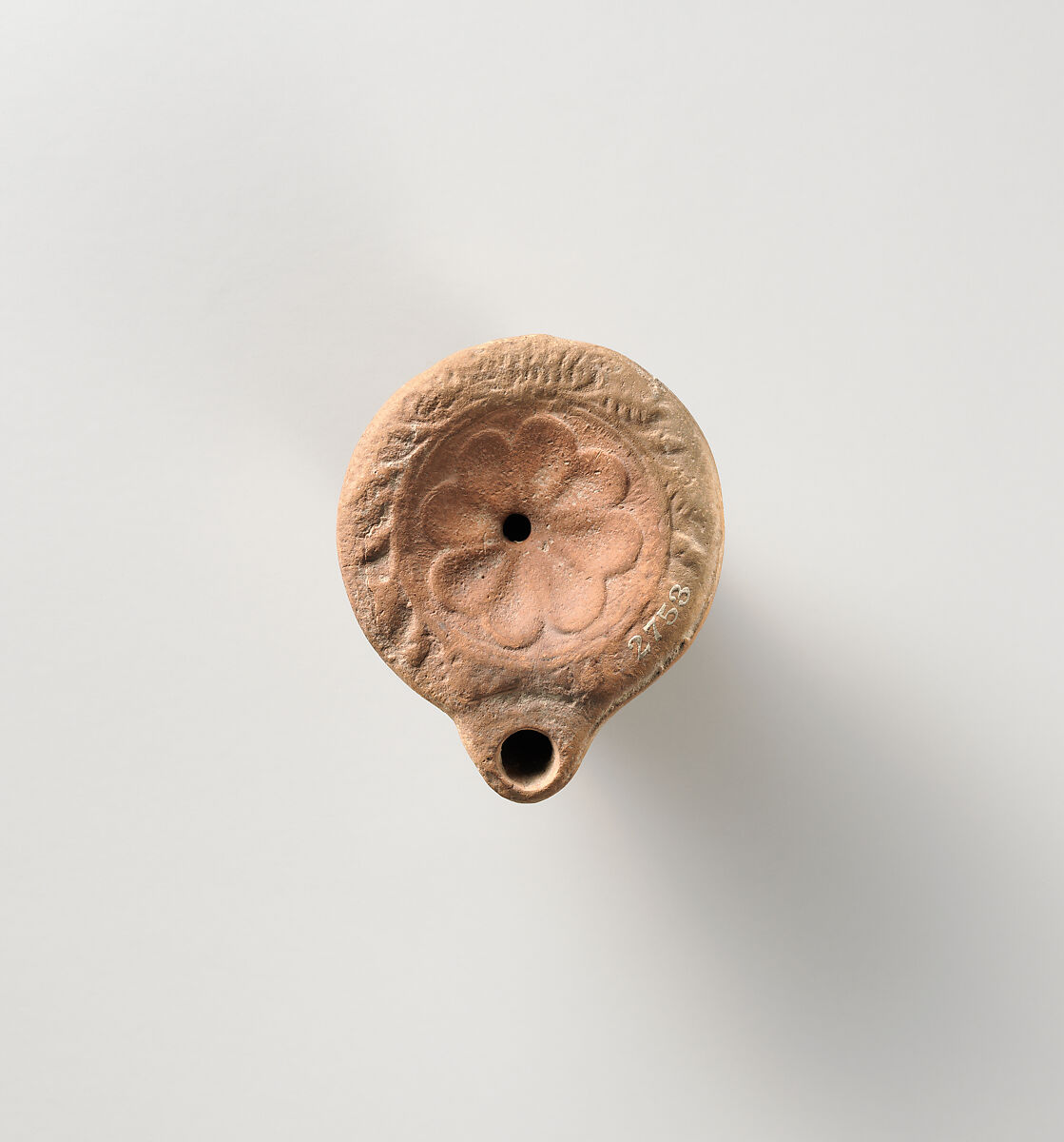 Terracotta oil lamp, Terracotta, Roman, Cnidian 