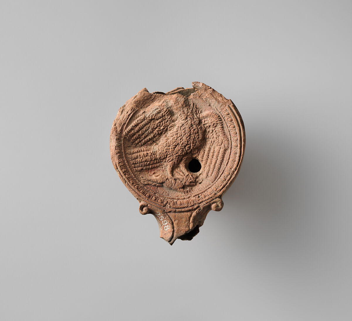 Terracotta oil lamp, Terracotta, Roman 