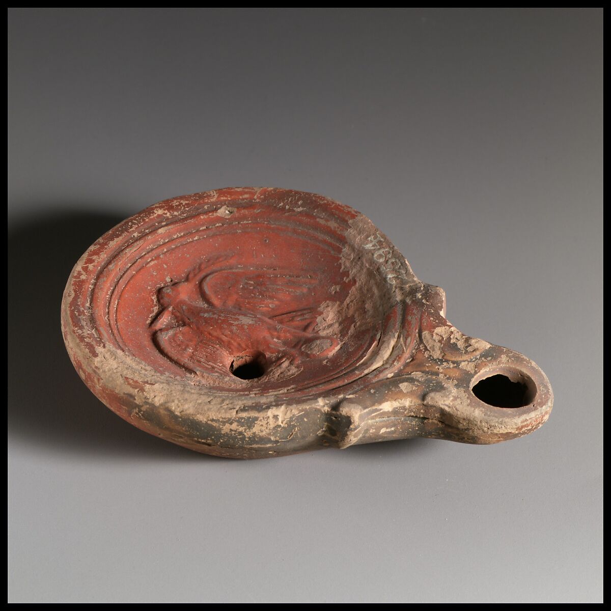 Terracotta oil lamp, Terracotta, Roman
